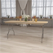 Bowery Hill Rectangular Birchwood Folding Banquet Table in Silver