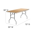 Bowery Hill Rectangular Birchwood Folding Banquet Table in Silver