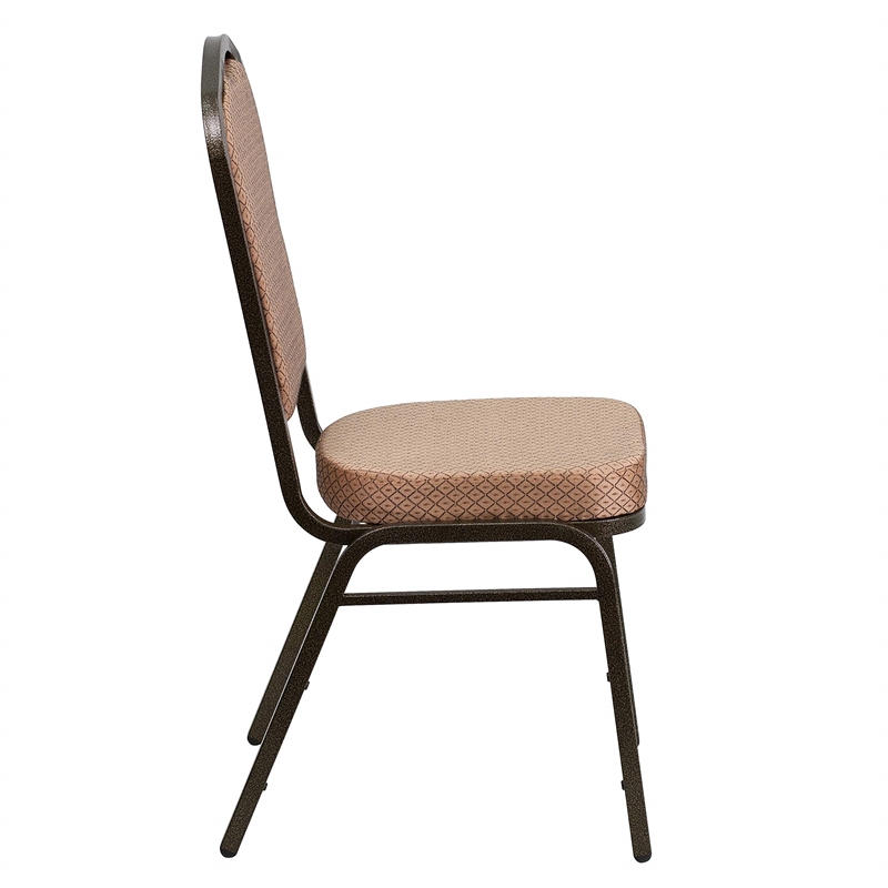 Bowery Hill Transitional Fabric/Metal Crown Back Banquet Stacking Chair in Gold