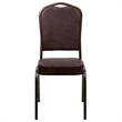 Bowery Hill Vinyl/Metal Crown Back Banquet Stacking Chair in Brown