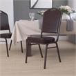 Bowery Hill Vinyl/Metal Crown Back Banquet Stacking Chair in Brown