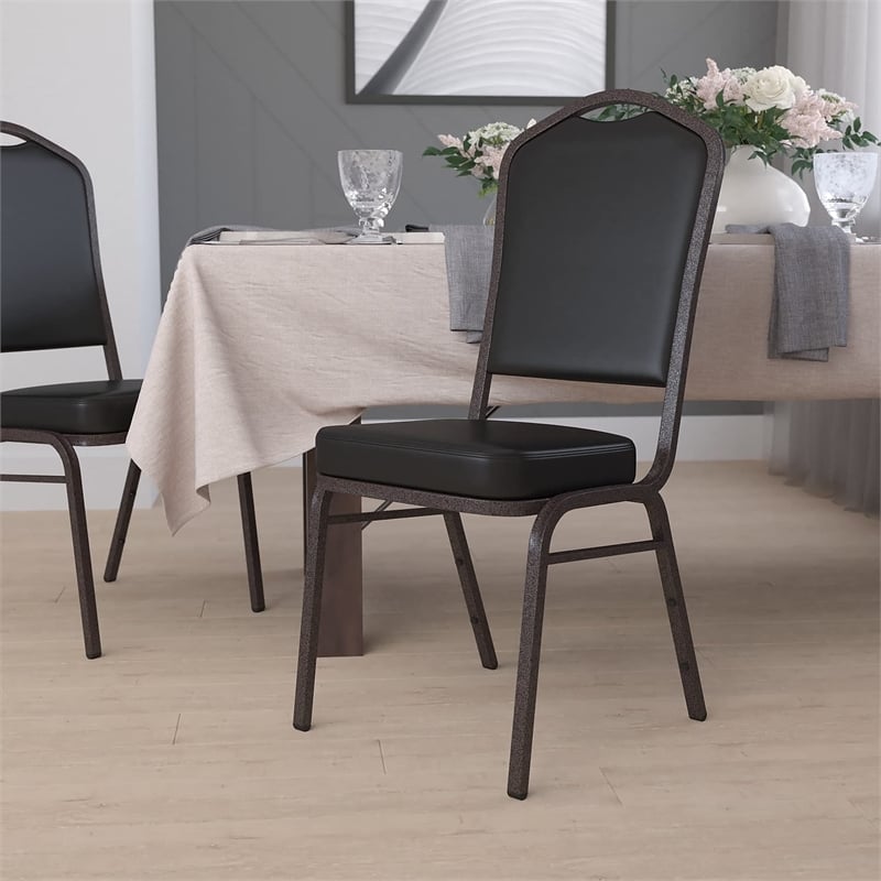 Bowery Hill Banquet Stacking Chair in Black