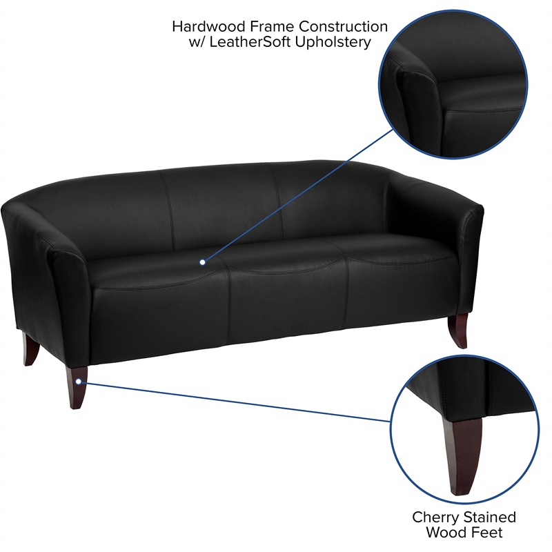 Bowery Hill Leather Sofa in Black and Cherry