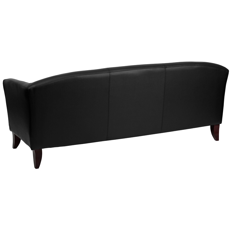 Bowery Hill Leather Sofa in Black and Cherry
