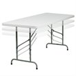 Bowery Hill Plastic White Folding Table Rectangular Adjustable 72