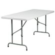 Bowery Hill Plastic White Folding Table Rectangular Adjustable 72