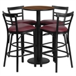 Bowery Hill 5 Piece Round Laminate Table Set in Walnut and Black