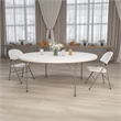 Bowery Hill Metal/Plastic Locking Legs Round Folding Table in Granite White