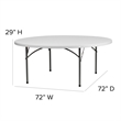 Bowery Hill Metal/Plastic Locking Legs Round Folding Table in Granite White