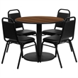 Bowery Hill 5 Piece Round Table Set in Walnut and Black
