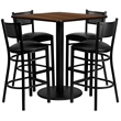 Bowery Hill 5 Piece Square Table Set in Walnut and Black