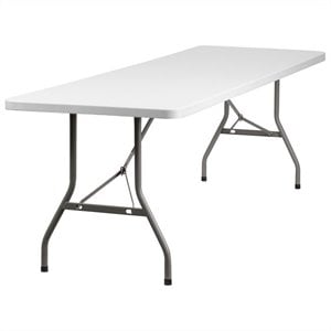 Bowery Hill Plastic Folding Table in White