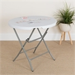 Bowery Hill Metal/Plastic Non-Locking Legs Round Folding Table in Granite White