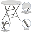 Bowery Hill Metal/Plastic Non-Locking Legs Round Folding Table in Granite White
