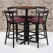 Bowery Hill 5 Piece Round Laminate Table Set in Walnut and Black