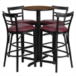 Bowery Hill 5 Piece Round Laminate Table Set in Walnut and Black