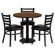Bowery Hill 4 Piece Round Laminate Table Set in Walnut and Black