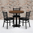 Bowery Hill 4 Piece Round Laminate Table Set in Walnut and Black