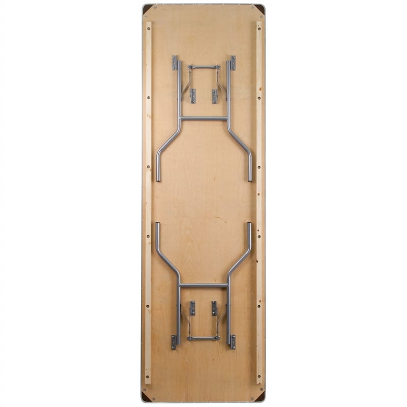 Bowery Hill Rectangular Birchwood Folding Banquet Table in Silver