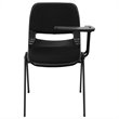 Bowery Hill Padded Ergonomic Shell Stacking Folding Chair in Black