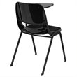 Bowery Hill Padded Ergonomic Shell Stacking Folding Chair in Black