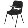 Bowery Hill Padded Ergonomic Shell Stacking Folding Chair in Black
