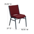 Bowery Hill Upholstered Stacking Chair in Burgundy