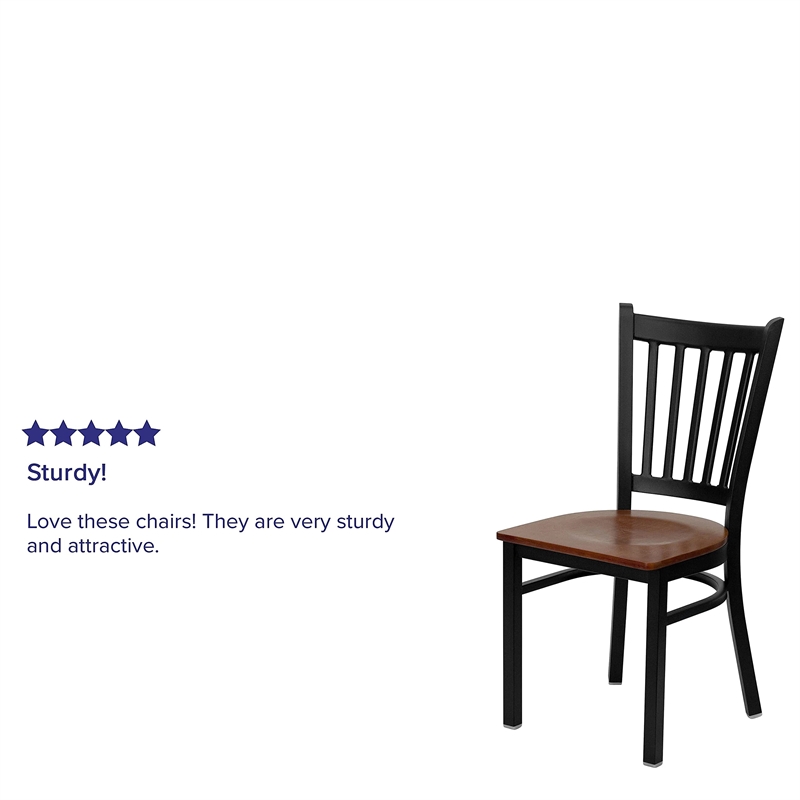Bowery Hill Black Back Metal Dining Chair in Cherry