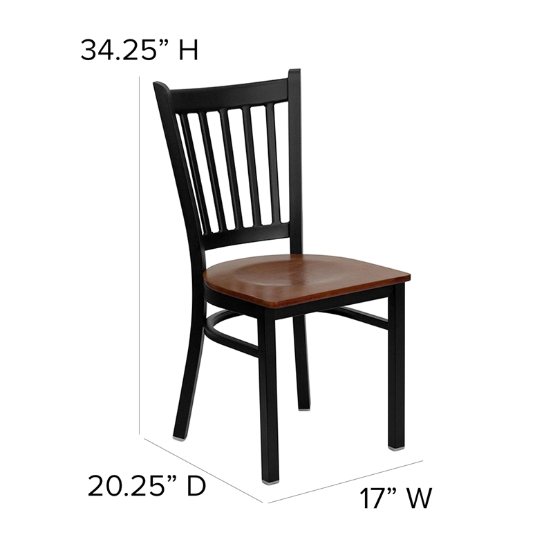 Bowery Hill Black Back Metal Dining Chair in Cherry
