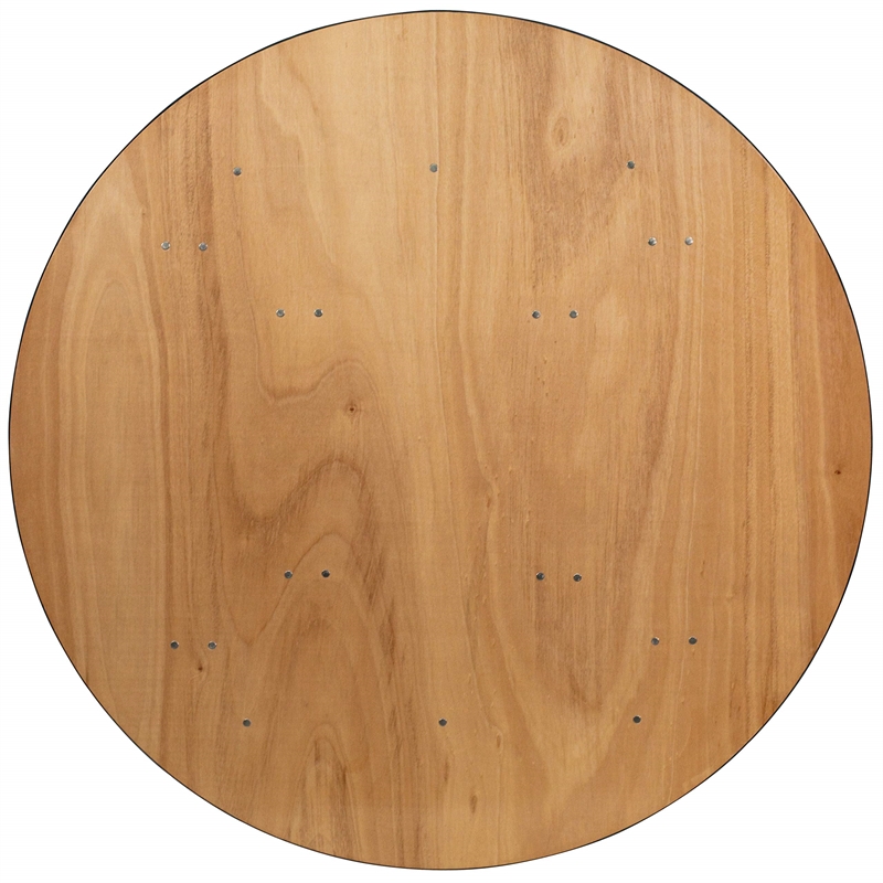 Bowery Hill Wood/Metal Round Folding Banquet Table in Black/Natural