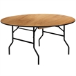 Bowery Hill Wood/Metal Round Folding Banquet Table in Black/Natural