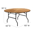 Bowery Hill Wood/Metal Round Folding Banquet Table in Black/Natural
