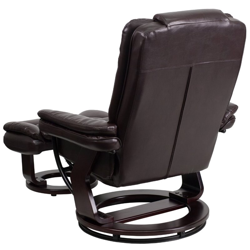 Bowery Hill LeatherSoft Brown Recliner Contemporary Plush Arms 41