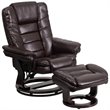 Bowery Hill LeatherSoft Brown Recliner Contemporary Plush Arms 41