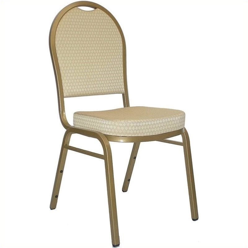 Bowery Hill Dome Back Banquet Stacking Chair in Beige