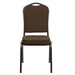 Bowery Hill Fabric/Metal Crown Back Banquet Stacking Chair in Brown