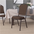 Bowery Hill Fabric/Metal Crown Back Banquet Stacking Chair in Brown