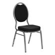 Bowery Hill Fabric/Metal Teardrop Back Stacking Chair in Black