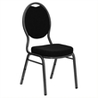 Bowery Hill Fabric/Metal Teardrop Back Stacking Chair in Black