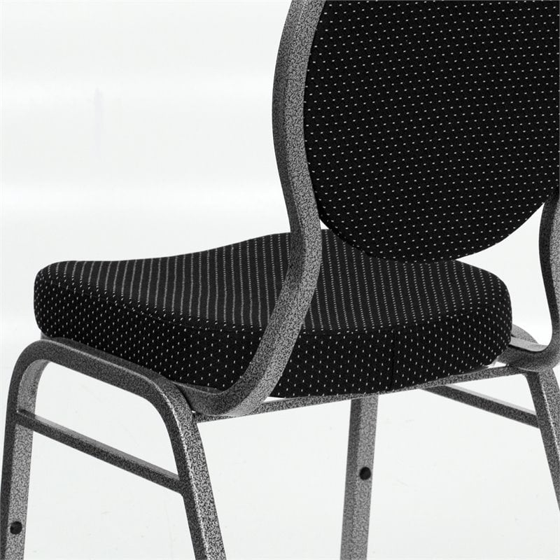 Bowery Hill Fabric/Metal Teardrop Back Stacking Chair in Black