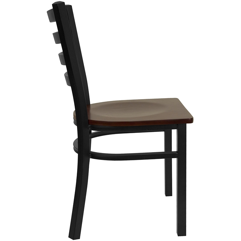 Bowery Hill Ladder Back Metal Dining Chair in Mahogany