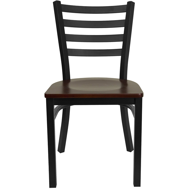 Bowery Hill Ladder Back Metal Dining Chair in Mahogany