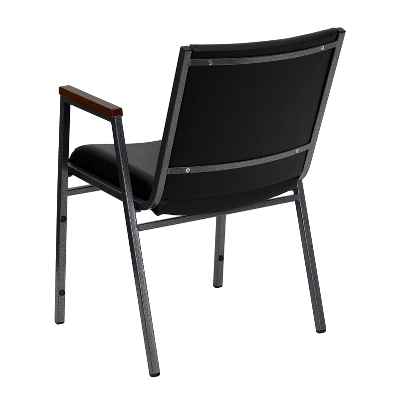 Bowery Hill Upholstered Stacking Chair in Black Vinyl