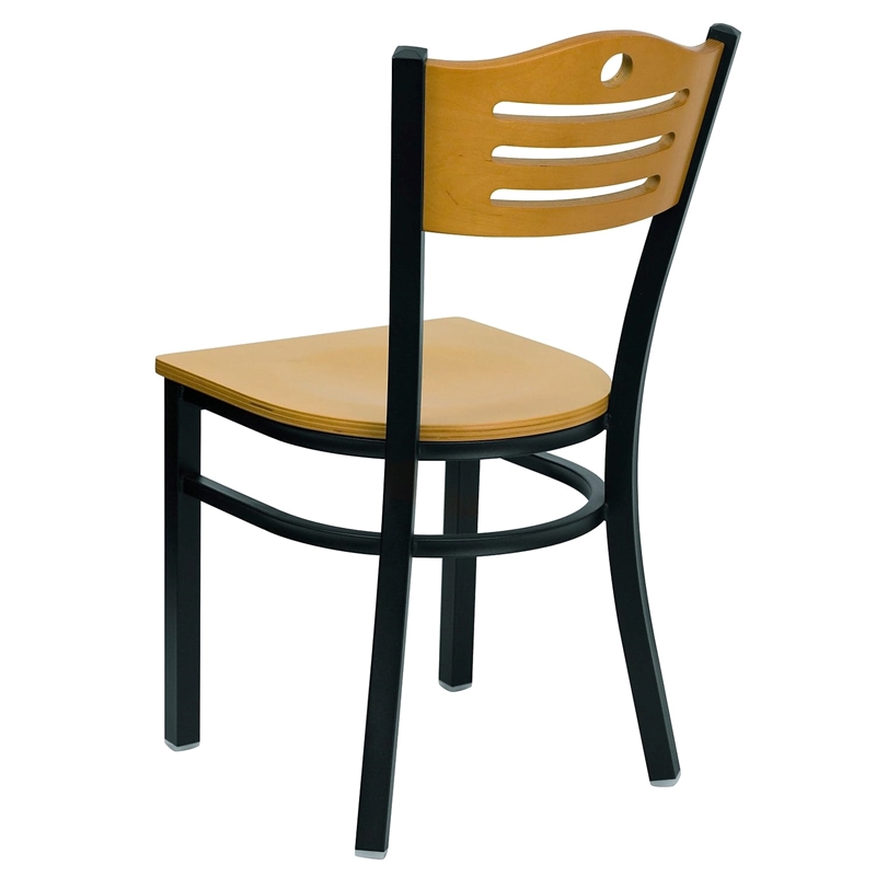 Bowery Hill Black Slat Back Metal Restaurant Dining Chair