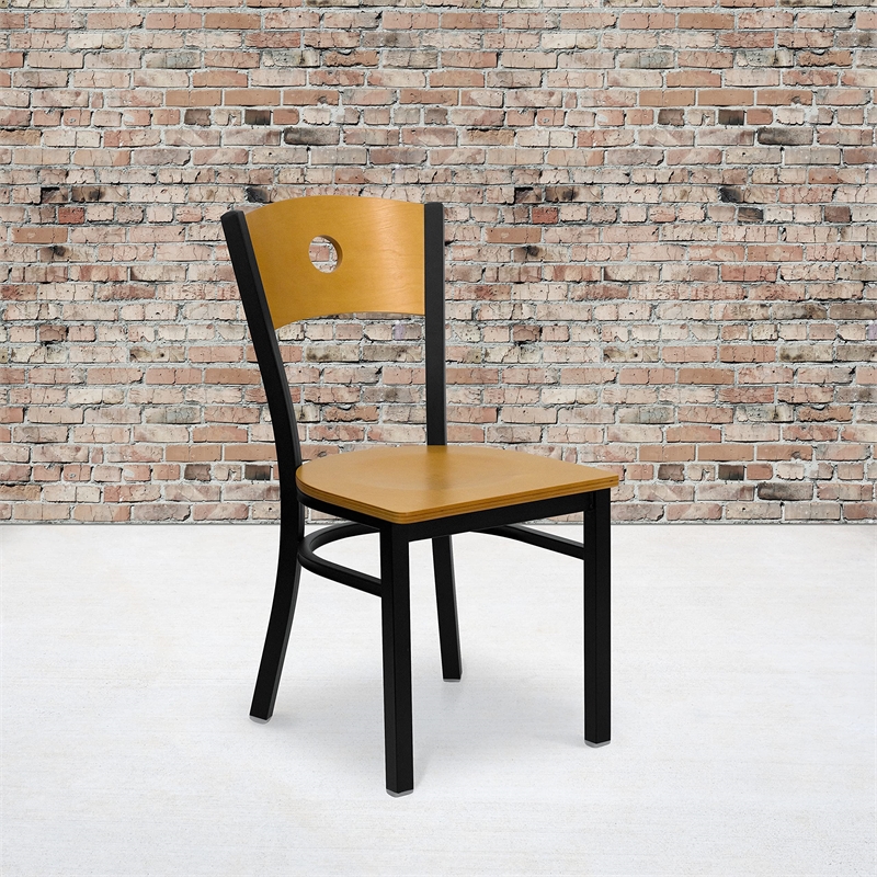 Bowery Hill Black Circle Back Dining Chair in Natural