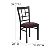 Bowery Hill Black Window Back Dining Chair in Burgundy