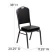 Bowery Hill Vinyl/Steel Crown Back Banquet Stacking Chair in Black