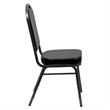 Bowery Hill Vinyl/Steel Crown Back Banquet Stacking Chair in Black