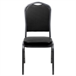 Bowery Hill Vinyl/Steel Crown Back Banquet Stacking Chair in Black