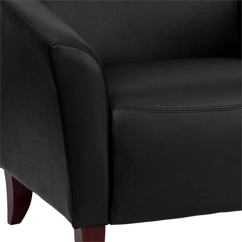 Bowery Hill Transitional Leather Upholstered Chair in Black/Cherry